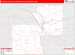 La Crosse-Onalaska Metro Area Digital Map Red Line Style
